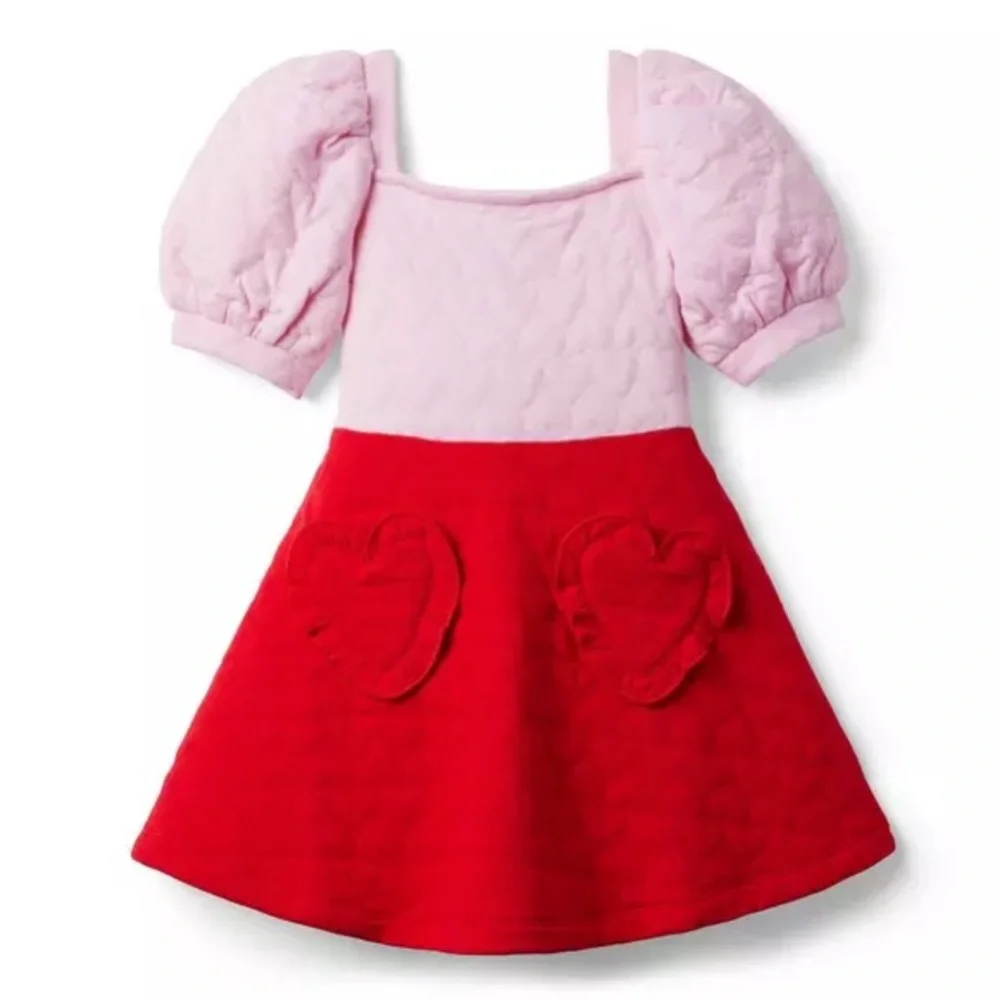 JANIE AND JACK FAIRYTALE QUILTED VALENTINE HEART JACQUARD DRESS - Picture 1 of 4